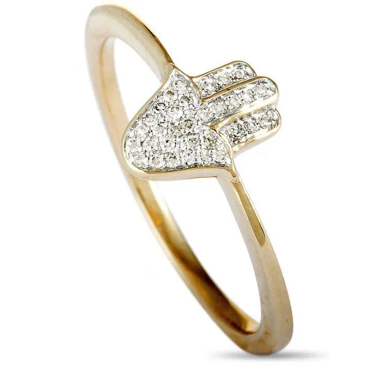 JMS always Rings Original LB Exclusive 14K Yellow Gold 007 ct Diamond Hamsa Ring JMS always Rings Original LB Exclusive 14K Yellow Gold 007 ct Diamond Hamsa Ring
