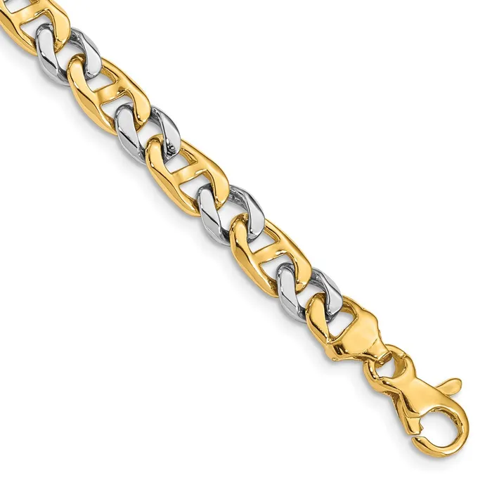 MDS Bracelets Solid 14K Twotone Gold 9 inch 56mm Hand Polished Fancy Link with Fancy Lobster Clasp Bracelet MDS Bracelets Solid 14K Twotone Gold 9 inch 56mm Hand Polished Fancy Link with Fancy Lobster Clasp Bracelet