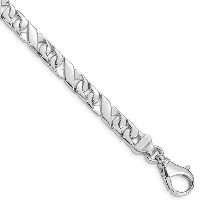 MDS Bracelets Solid 14K White Gold 8 inch 67mm Hand Polished Fancy Link with Fancy Lobster Clasp Bracelet MDS Bracelets Solid 14K White Gold 8 inch 67mm Hand Polished Fancy Link with Fancy Lobster Clasp Bracelet