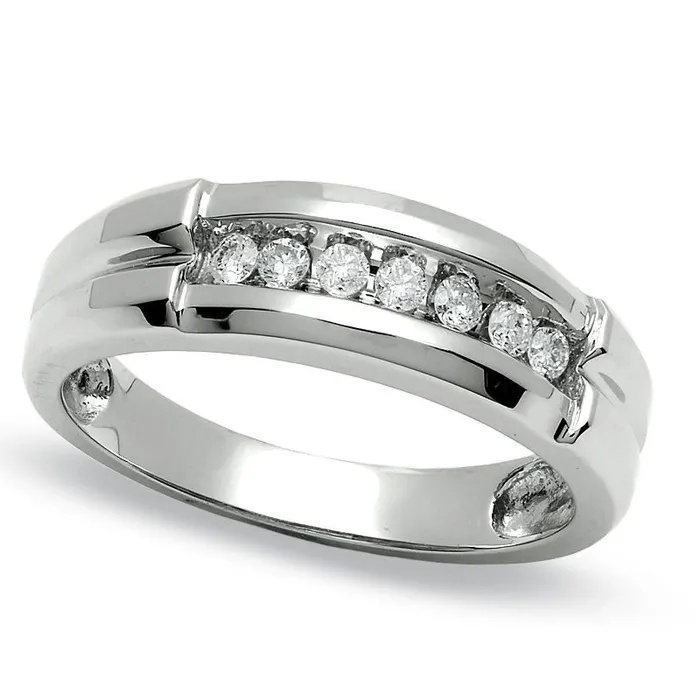 Mens 025 CT TW Natural Diamond Wedding Band in Solid 14K White Gold Goldia Rings Mens 025 CT TW Natural Diamond Wedding Band in Solid 14K White Gold Goldia Rings