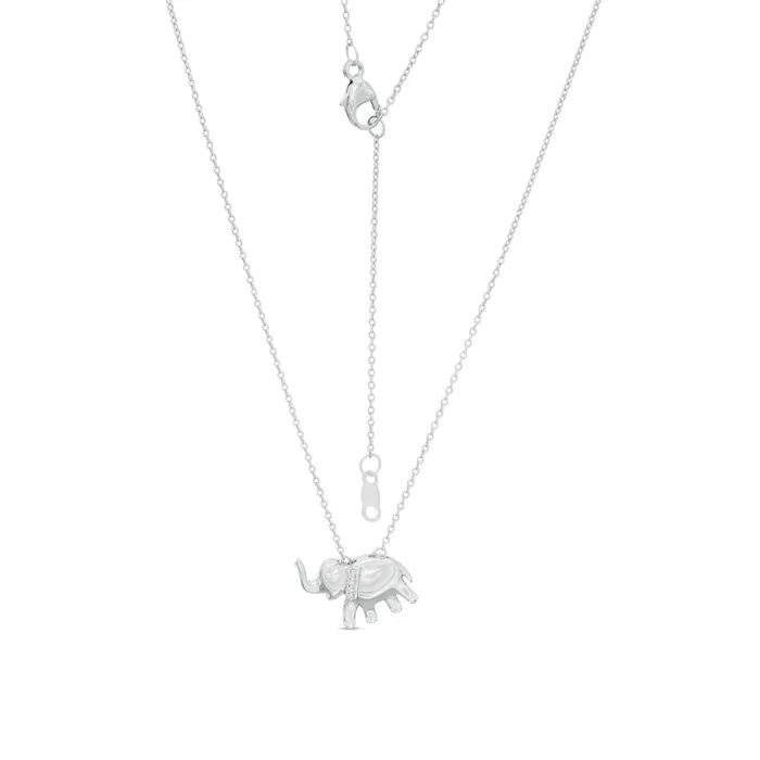 Natural Diamond Accent Elephant Pendant in Sterling Silver Goldia Necklaces Natural Diamond Accent Elephant Pendant in Sterling Silver Goldia Necklaces