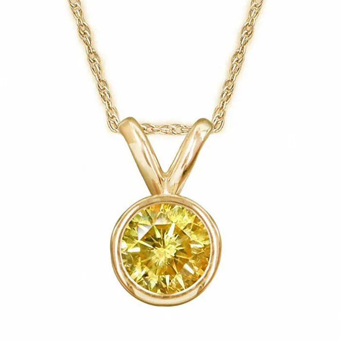 Necklaces 025 CT Enhanced Yellow Natural Clarity Enhanced Bezel Set Solitaire Pendant in 14K Gold Goldia Necklaces 025 CT Enhanced Yellow Natural Clarity Enhanced Bezel Set Solitaire Pendant in 14K Gold Goldia