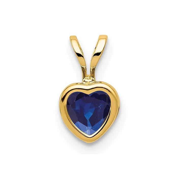 Necklaces 14k 5mm Heart Sapphire bezel Pendant Goldia