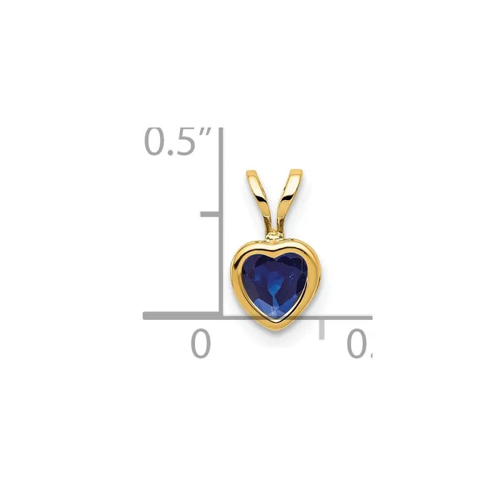 Necklaces 14k 5mm Heart Sapphire bezel Pendant Goldia