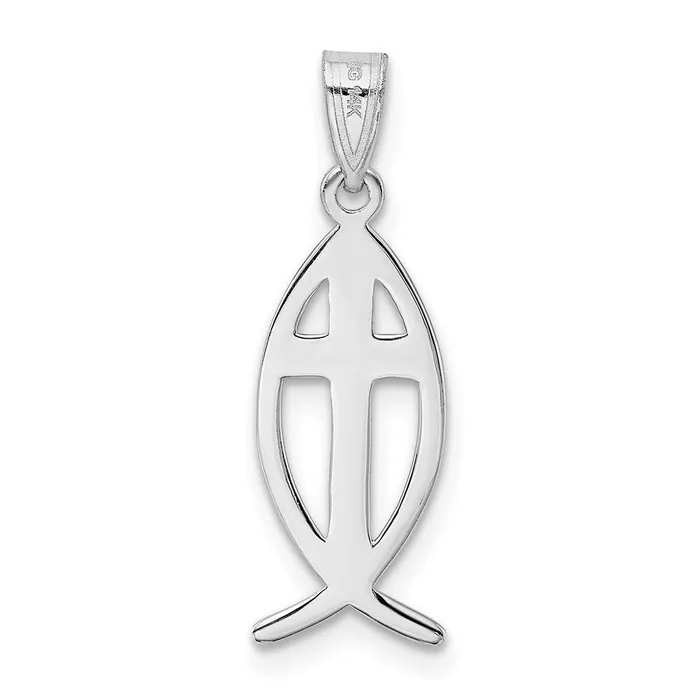 Necklaces 14k White Gold Cross Ichthus Fish Pendant Goldia
