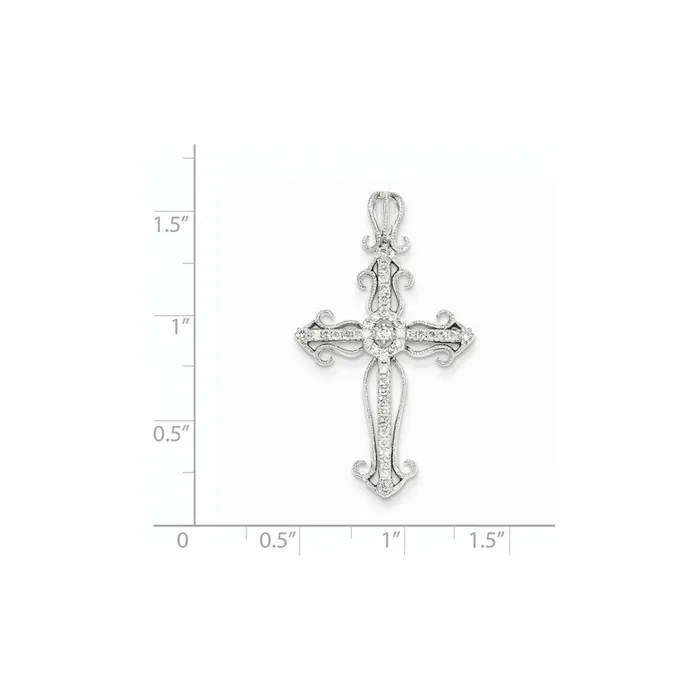 Necklaces 14K White Gold Real Diamond Cross Pendant Goldia