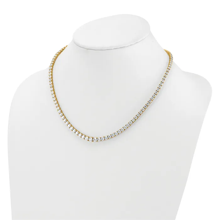 Necklaces 14k Yellow Gold 18 78 Ct Lab Grown Diamond VSSI G Round 18 inch Graduated Tennis Necklace Goldia