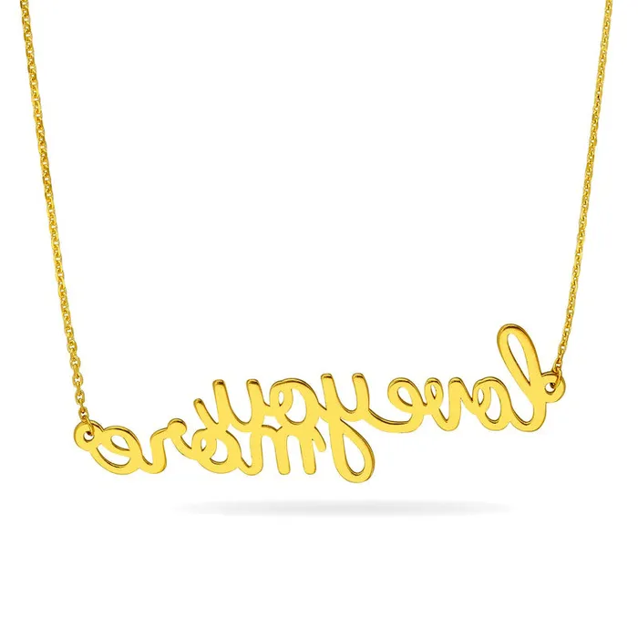 Necklaces Cursive love you more Necklace in 14K Gold Goldia