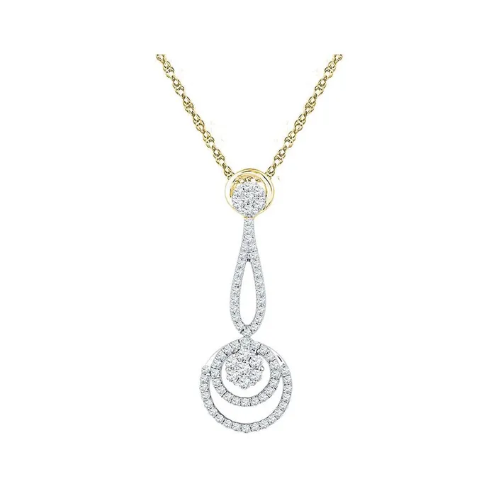 Necklaces gndatlanta 10k Yellow Gold Round Diamond Dangling Cluster Pendant 34 Cttw Necklaces gndatlanta 10k Yellow Gold Round Diamond Dangling Cluster Pendant 34 Cttw