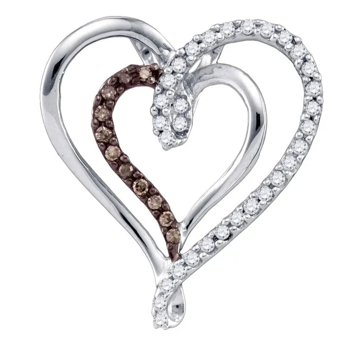 Necklaces gndatlanta 14k White Gold Brown Diamond Double Nested Heart Pendant 14 Cttw Necklaces gndatlanta 14k White Gold Brown Diamond Double Nested Heart Pendant 14 Cttw