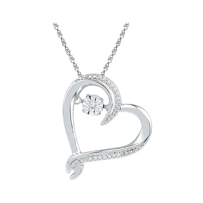 Necklaces gndatlanta 14k White Gold Moving Twinkle Round Diamond Heart Pendant 120 Cttw Necklaces gndatlanta 14k White Gold Moving Twinkle Round Diamond Heart Pendant 120 Cttw