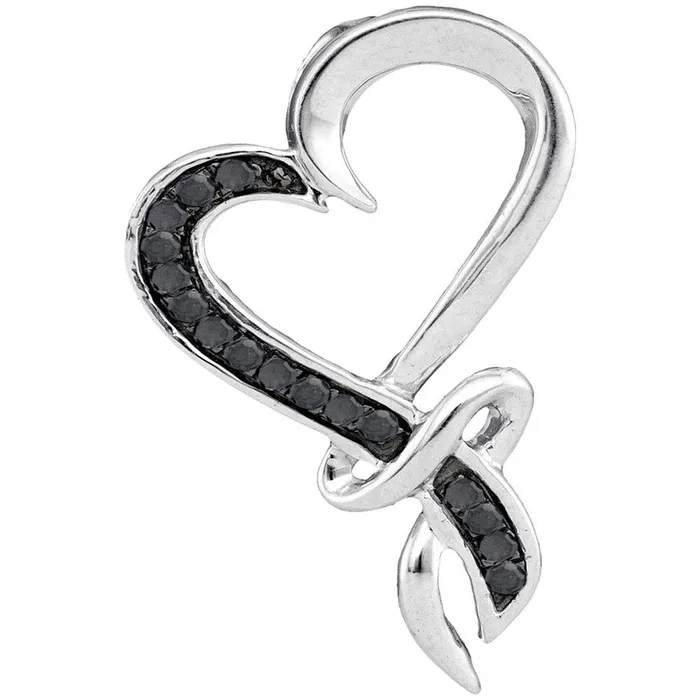 Necklaces gndatlanta 14k White Gold Round Black Diamond Twist Heart Pendant 110 Cttw Necklaces gndatlanta 14k White Gold Round Black Diamond Twist Heart Pendant 110 Cttw