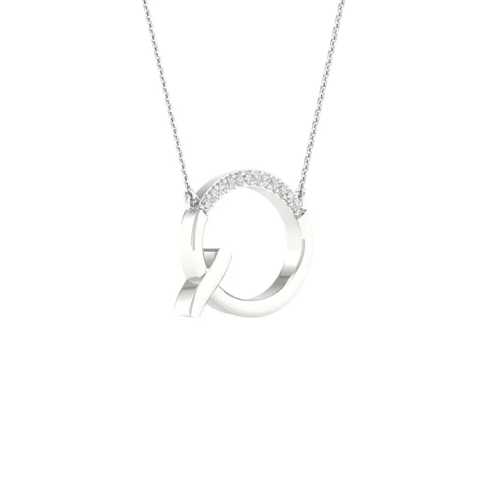 Necklaces gndatlanta 14k White Gold Round Diamond Initial Q Letter Necklace 120 Cttw