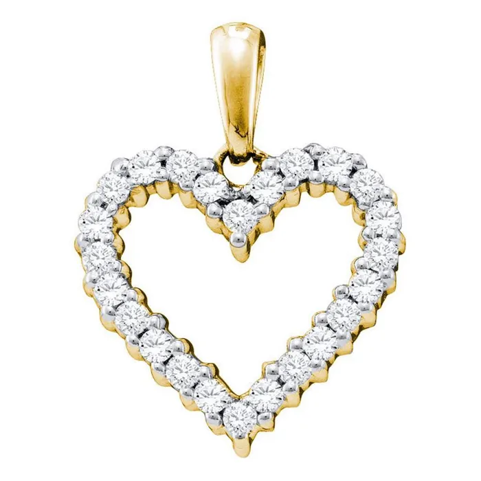 Necklaces gndatlanta 14k Yellow Gold Round Diamond Heart Pendant 13 Cttw Necklaces gndatlanta 14k Yellow Gold Round Diamond Heart Pendant 13 Cttw
