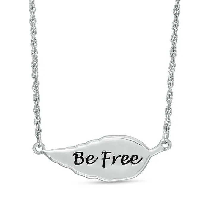 Necklaces Goldia 005 CT TW Natural Diamond Feather Be Free Message Necklace in Sterling Silver 17 Necklaces Goldia 005 CT TW Natural Diamond Feather Be Free Message Necklace in Sterling Silver 17