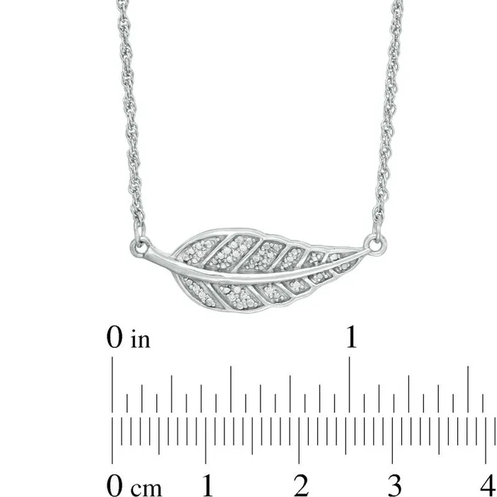 Necklaces Goldia 005 CT TW Natural Diamond Feather Be Free Message Necklace in Sterling Silver 17 Necklaces Goldia 005 CT TW Natural Diamond Feather Be Free Message Necklace in Sterling Silver 17