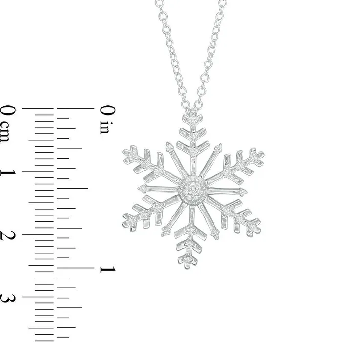 Necklaces Goldia 01 CT TW Natural Diamond Snowflake Pendant in Sterling Silver Necklaces Goldia 01 CT TW Natural Diamond Snowflake Pendant in Sterling Silver
