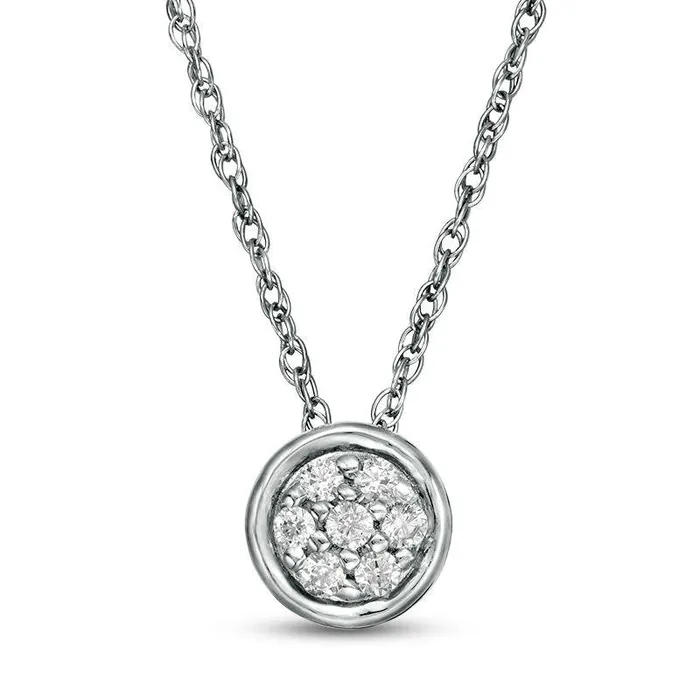 Necklaces Goldia 013 CT TW Composite Natural Diamond Circle Pendant in 10K White Gold Necklaces Goldia 013 CT TW Composite Natural Diamond Circle Pendant in 10K White Gold