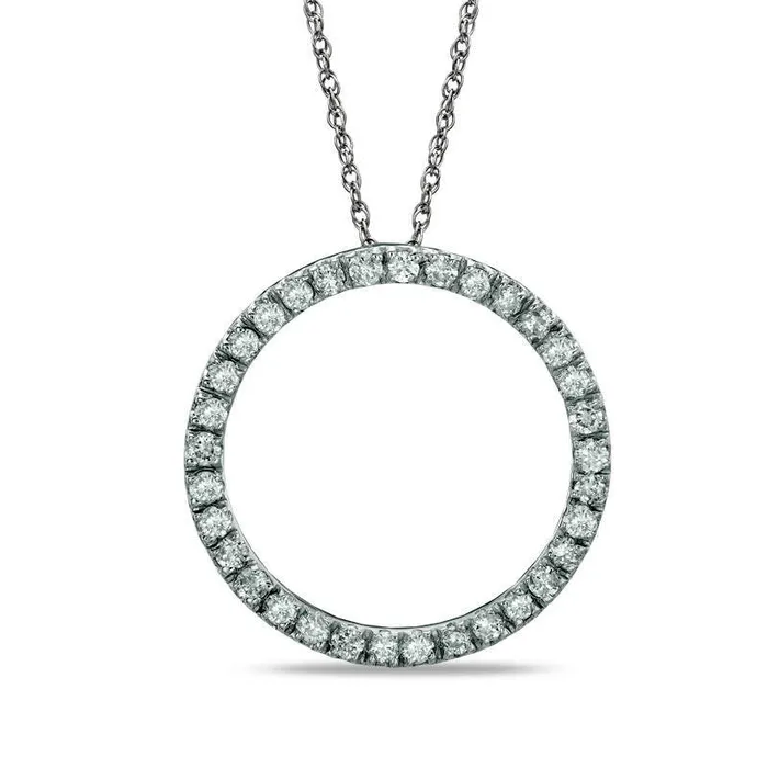 Necklaces Goldia 05 CT TW Natural Diamond Open Circle Pendant in 10K White Gold Necklaces Goldia 05 CT TW Natural Diamond Open Circle Pendant in 10K White Gold