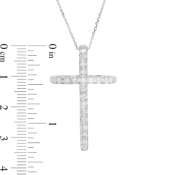Necklaces Goldia 1 CT TW Certified Natural Diamond Cross Pendant in 14K White Gold Necklaces Goldia 1 CT TW Certified Natural Diamond Cross Pendant in 14K White Gold