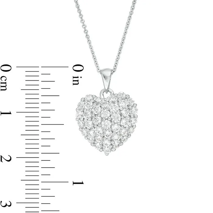 Necklaces Goldia 1 CT TW Natural Diamond Puffed Heart Pendant in 14K White Gold Necklaces Goldia 1 CT TW Natural Diamond Puffed Heart Pendant in 14K White Gold