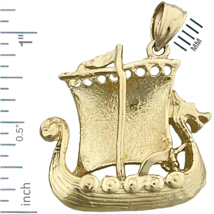 Necklaces Goldia 14K Gold 3D Viking Sailing Ship Pendant