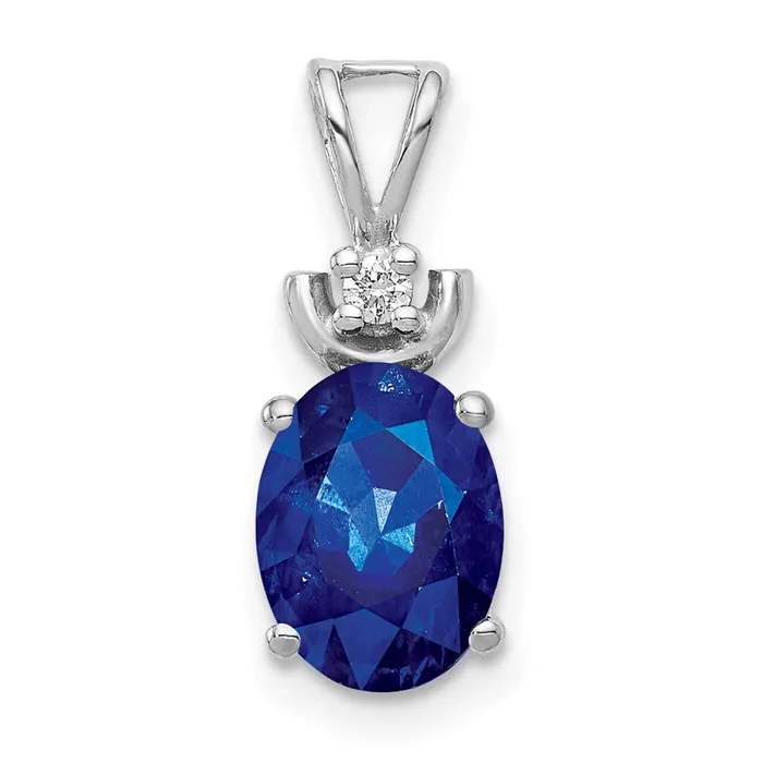 Necklaces Goldia 14k White Gold 8x6mm Oval Sapphire Natural Diamond Pendant Necklaces Goldia 14k White Gold 8x6mm Oval Sapphire Natural Diamond Pendant