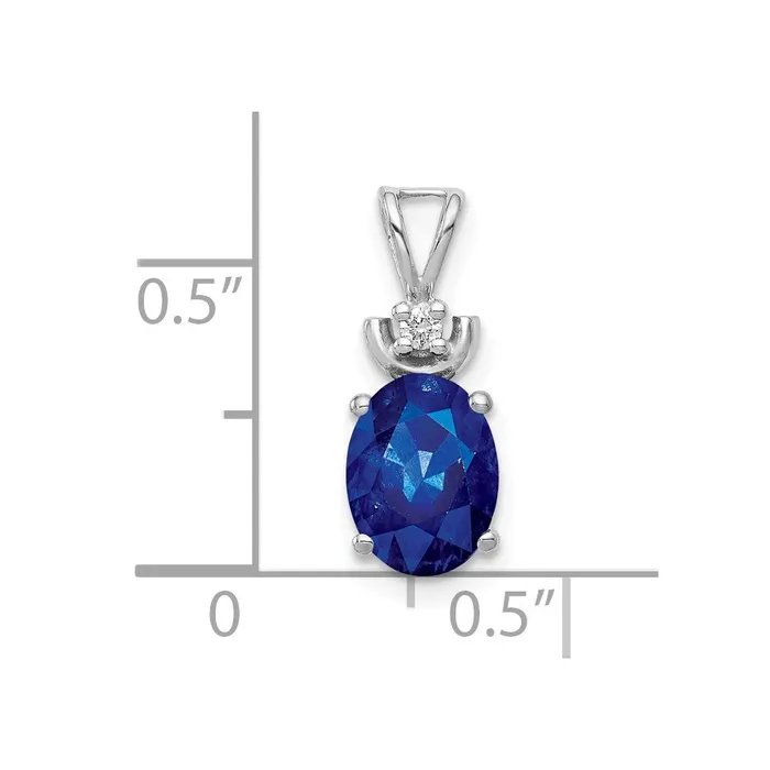 Necklaces Goldia 14k White Gold 8x6mm Oval Sapphire Natural Diamond Pendant