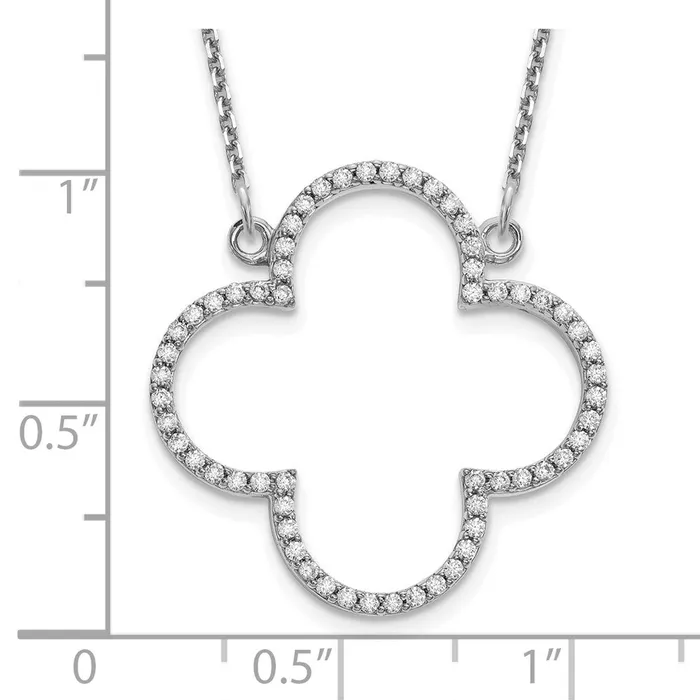 Necklaces Goldia 14k White Gold Medium Real Diamond Quatrefoil Design Necklace