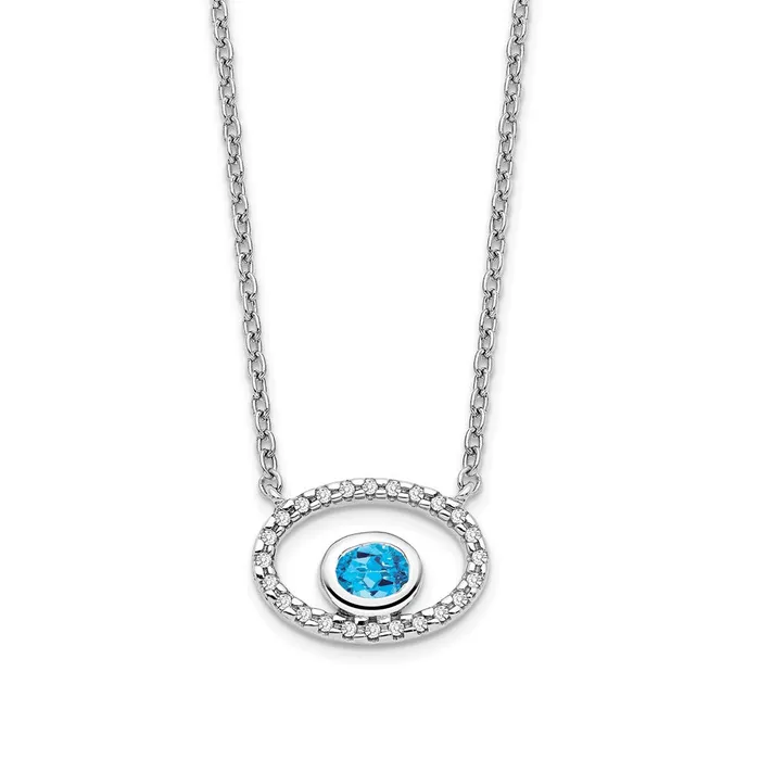 Necklaces Goldia 14k White Gold Oval Blue Topaz and Real Diamond 18in Necklace Necklaces Goldia 14k White Gold Oval Blue Topaz and Real Diamond 18in Necklace