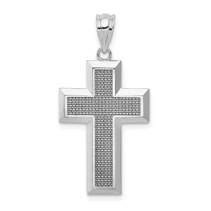 Necklaces Goldia 14k White Gold Polished Textured Cross Pendant