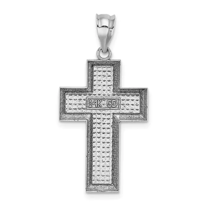 Necklaces Goldia 14k White Gold Polished Textured Cross Pendant