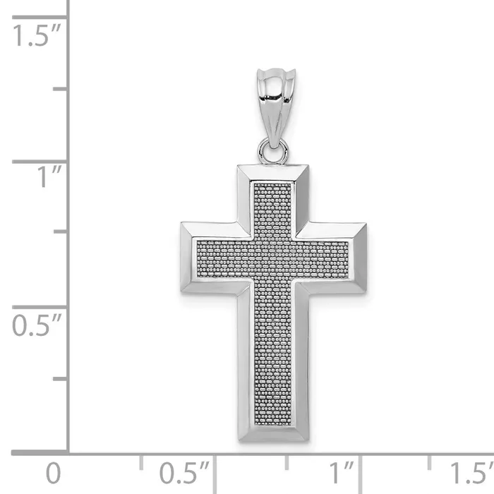 Necklaces Goldia 14k White Gold Polished Textured Cross Pendant