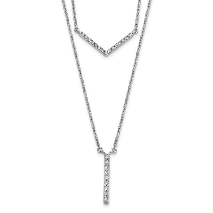 Necklaces Goldia 14k White Gold Real Diamond Double Strand 18 inch Necklace Necklaces Goldia 14k White Gold Real Diamond Double Strand 18 inch Necklace