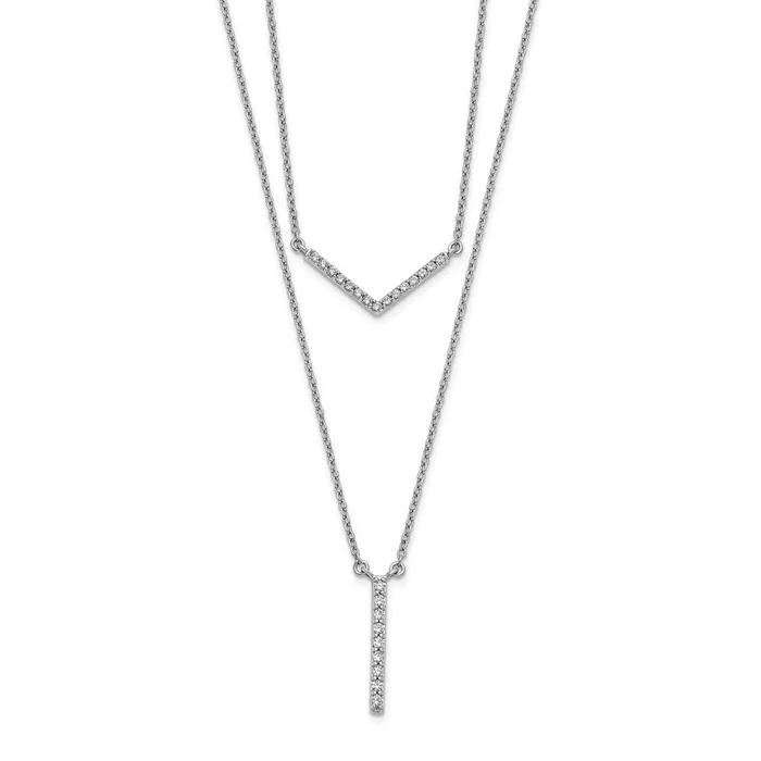 Necklaces Goldia 14k White Gold Real Diamond Double Strand 18 inch Necklace