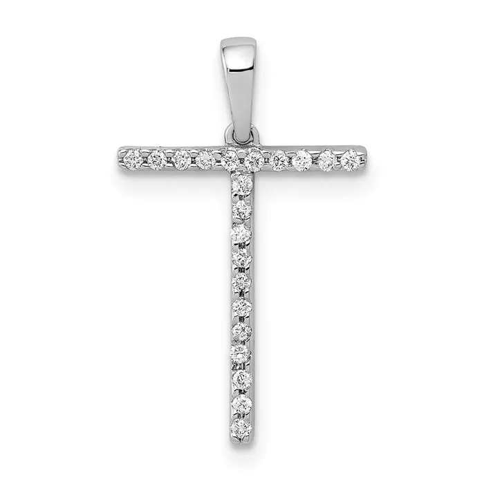 Necklaces Goldia 14K White Gold Real Diamond Letter T Initial Pendant