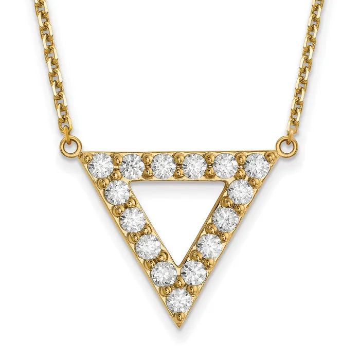 Necklaces Goldia 14K Yellow Gold A Quality Real Diamond 20mm Triangle Necklace Necklaces Goldia 14K Yellow Gold A Quality Real Diamond 20mm Triangle Necklace