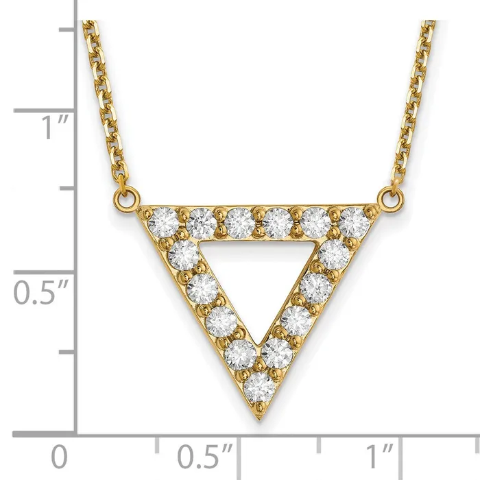 Necklaces Goldia 14K Yellow Gold A Quality Real Diamond 20mm Triangle Necklace