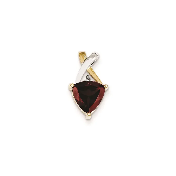 Necklaces Goldia 14K Yellow Gold Garnet and White Topaz Trillion Pendant