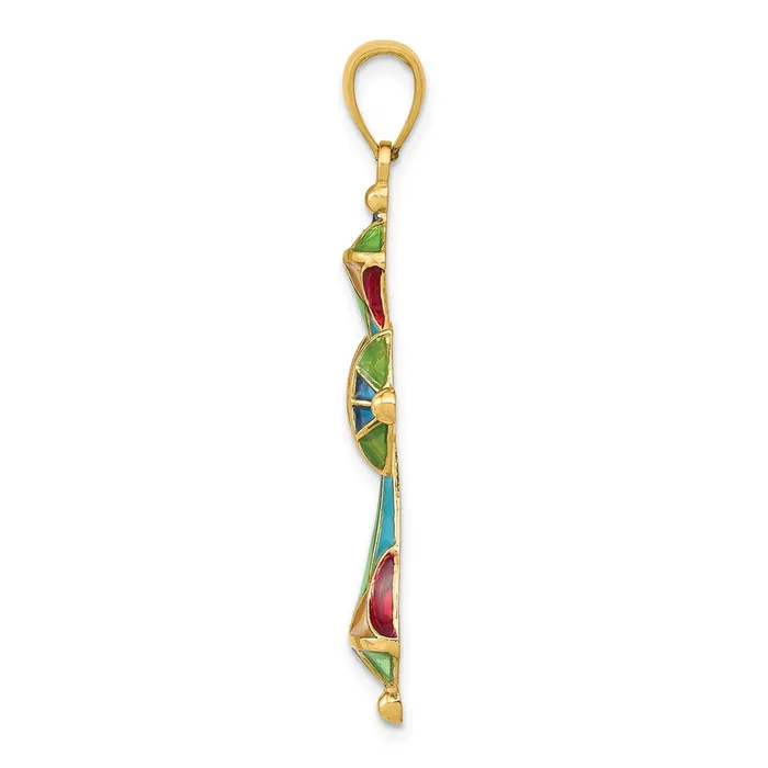 Necklaces Goldia 14k Yellow Gold Multi Color Enamel Cross Pendant