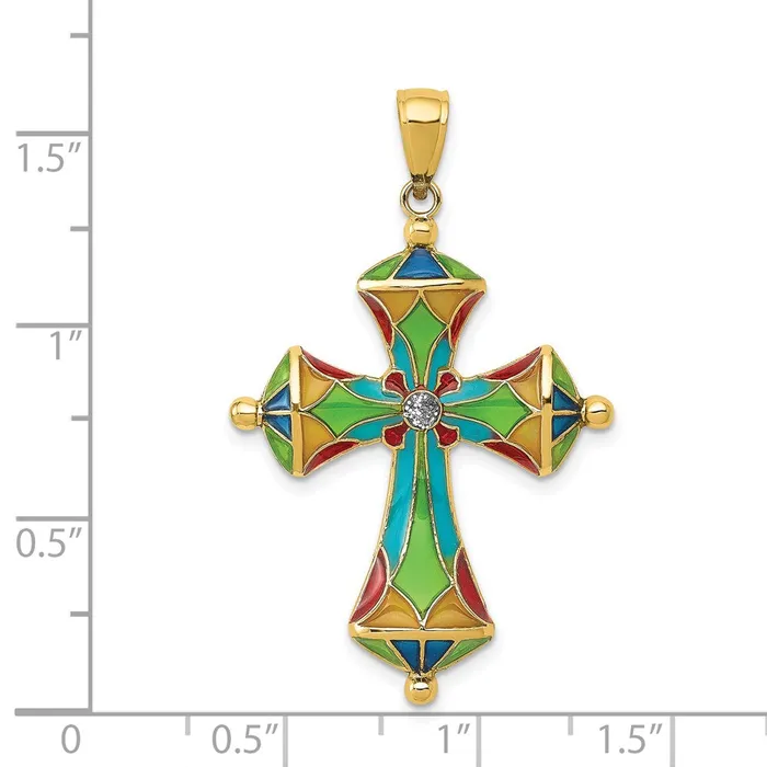 Necklaces Goldia 14k Yellow Gold Multi Color Enamel Cross Pendant