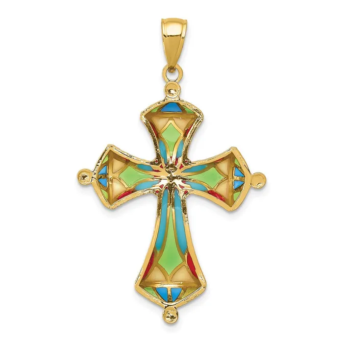 Necklaces Goldia 14k Yellow Gold Multi Color Enamel Cross Pendant