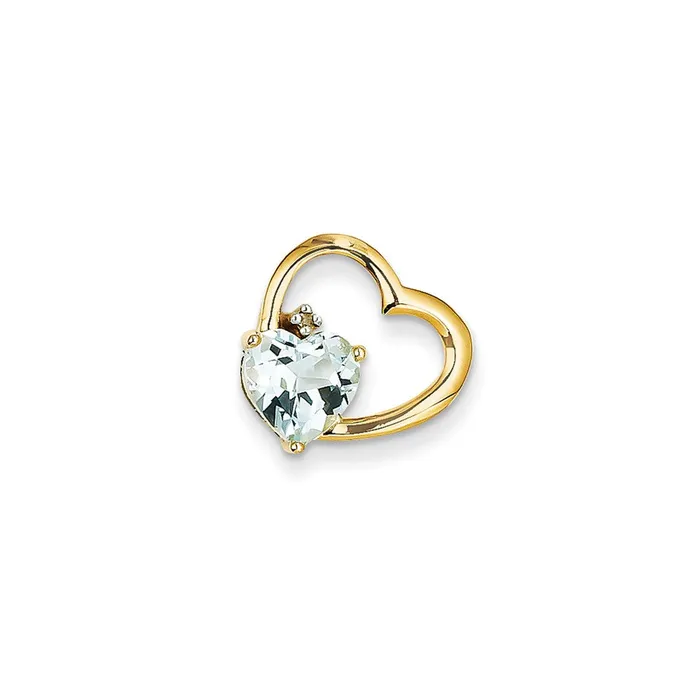 Necklaces Goldia 14K Yellow Gold Real Diamond and Blue Topaz Heart Pendant