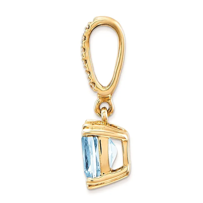 Necklaces Goldia 14K Yellow Gold Real Diamond and Blue Topaz Pendant