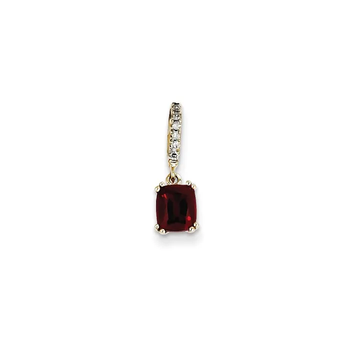 Necklaces Goldia 14K Yellow Gold Real Diamond and Garnet Pendant