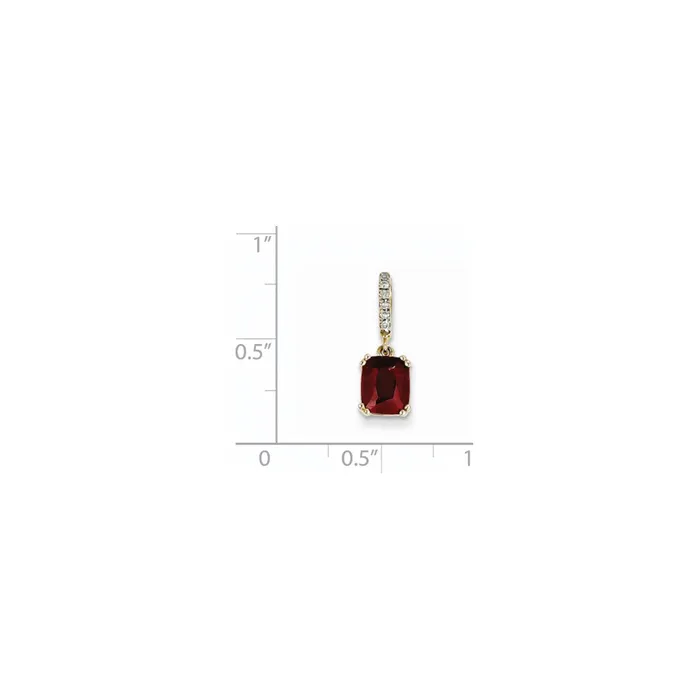 Necklaces Goldia 14K Yellow Gold Real Diamond and Garnet Pendant