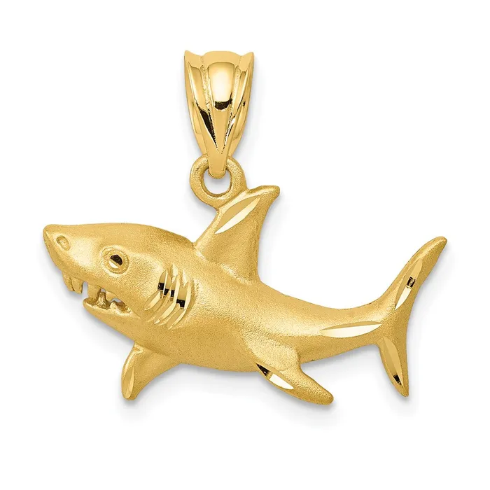 Necklaces Goldia 14k Yellow Gold Satin DiamondCut Shark Pendant
