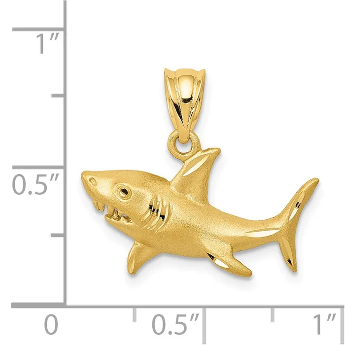 Necklaces Goldia 14k Yellow Gold Satin DiamondCut Shark Pendant
