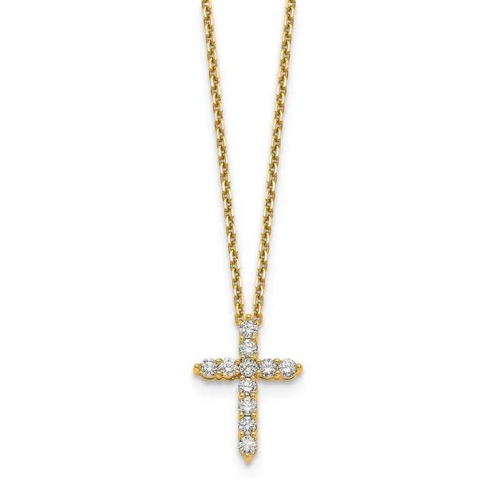 Necklaces Goldia 14K Yellow Gold True Origin Lab Grown Real Diamond VSSI D E F Cross Pendant Necklace Necklaces Goldia 14K Yellow Gold True Origin Lab Grown Real Diamond VSSI D E F Cross Pendant Necklace