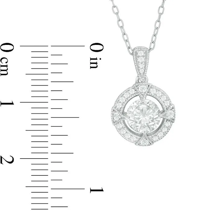 Necklaces Goldia 60mm LabCreated White Sapphire and 01 CT TW Diamond Antique VintageStyle Compass Frame Pendant in Sterling Silver Necklaces Goldia 60mm LabCreated White Sapphire and 01 CT TW Diamond Antique VintageStyle Compass Frame Pendant in Sterling Silver